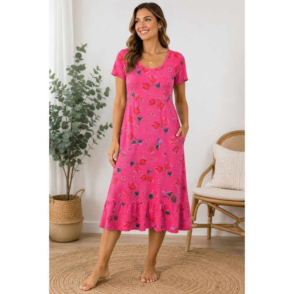 Fresh Produce Dress Pink Floral Beach Resort Shift Tropical Coastal Vacation
